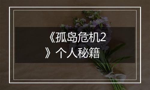 《孤岛危机2》个人秘籍