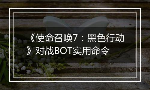 《使命召唤7：黑色行动》对战BOT实用命令