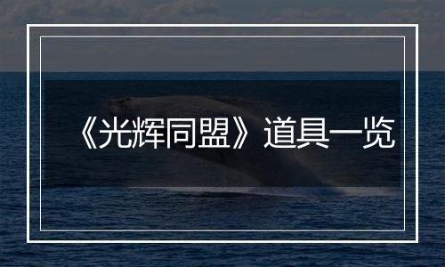 《光辉同盟》道具一览