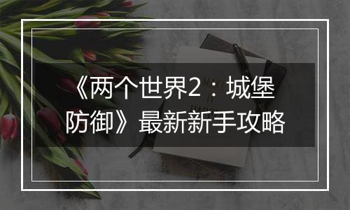 《两个世界2：城堡防御》最新新手攻略