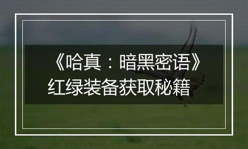 《哈真：暗黑密语》红绿装备获取秘籍