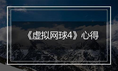 《虚拟网球4》心得