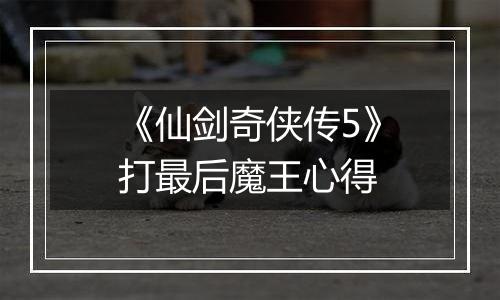 《仙剑奇侠传5》打最后魔王心得