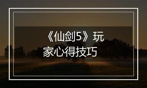 《仙剑5》玩家心得技巧