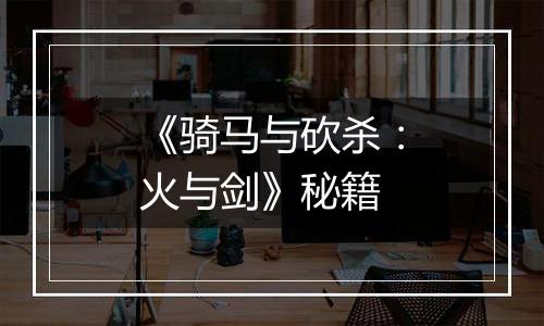 《骑马与砍杀：火与剑》秘籍