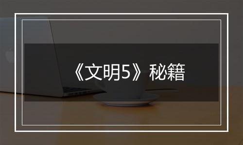 《文明5》秘籍