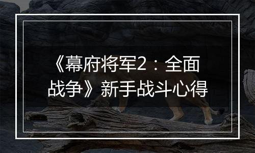 《幕府将军2：全面战争》新手战斗心得