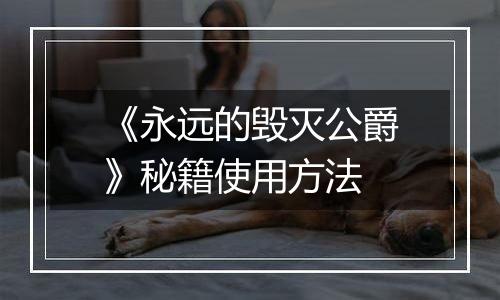 《永远的毁灭公爵》秘籍使用方法