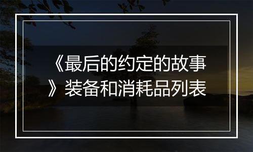 《最后的约定的故事》装备和消耗品列表