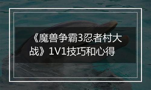 《魔兽争霸3忍者村大战》1V1技巧和心得