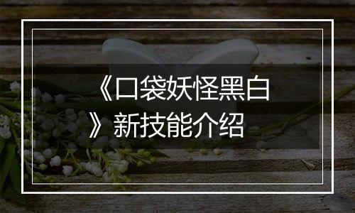 《口袋妖怪黑白》新技能介绍