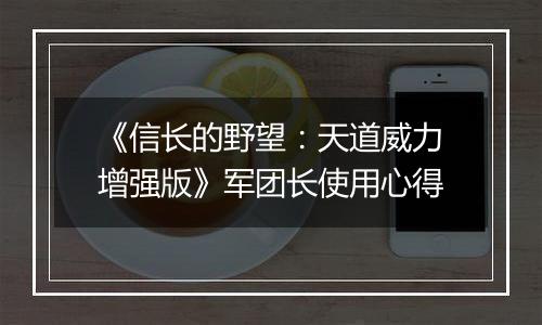 《信长的野望：天道威力增强版》军团长使用心得