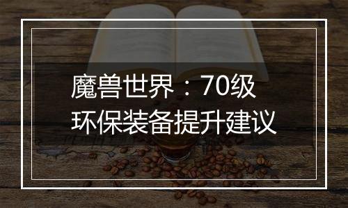 魔兽世界：70级环保装备提升建议