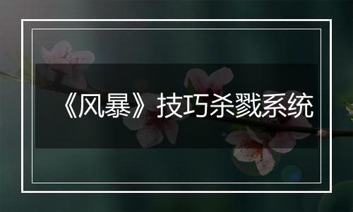 《风暴》技巧杀戮系统