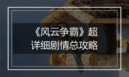 《风云争霸》超详细剧情总攻略