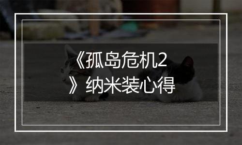 《孤岛危机2》纳米装心得