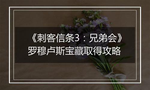 《刺客信条3：兄弟会》罗穆卢斯宝藏取得攻略