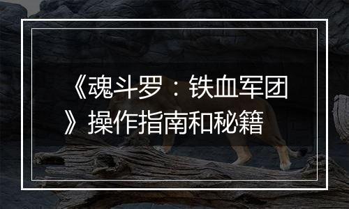 《魂斗罗：铁血军团》操作指南和秘籍