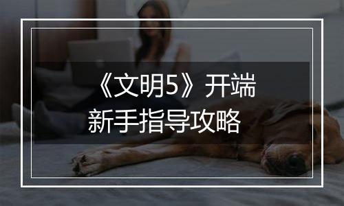 《文明5》开端新手指导攻略