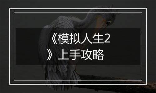 《模拟人生2》上手攻略