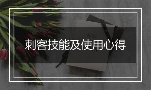 刺客技能及使用心得