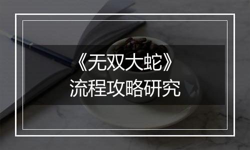 《无双大蛇》流程攻略研究