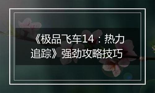 《极品飞车14：热力追踪》强劲攻略技巧