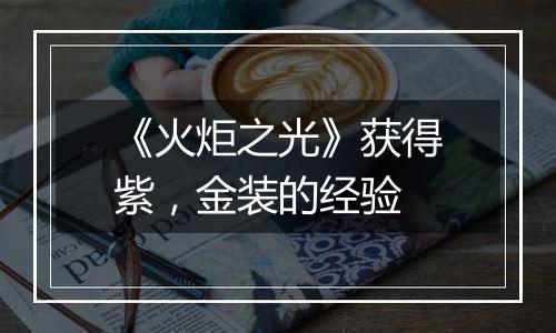 《火炬之光》获得紫，金装的经验