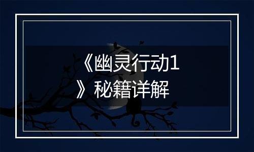 《幽灵行动1》秘籍详解