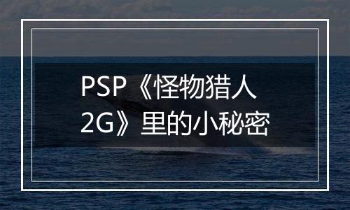 PSP《怪物猎人2G》里的小秘密