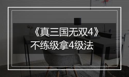 《真三国无双4》不练级拿4级法