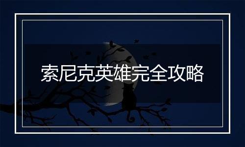 索尼克英雄完全攻略