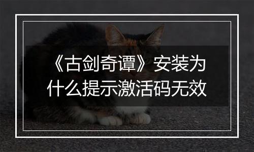 《古剑奇谭》安装为什么提示激活码无效