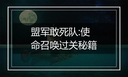 盟军敢死队:使命召唤过关秘籍