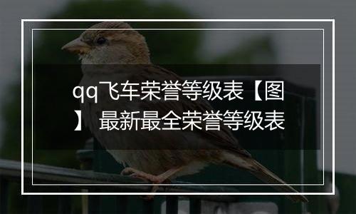 qq飞车荣誉等级表【图】 最新最全荣誉等级表