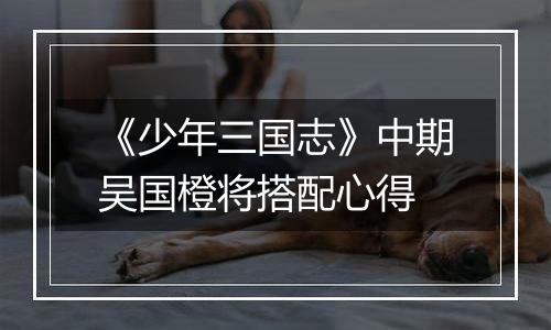 《少年三国志》中期吴国橙将搭配心得