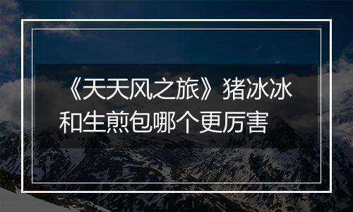 《天天风之旅》猪冰冰和生煎包哪个更厉害