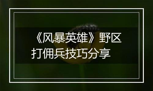 《风暴英雄》野区打佣兵技巧分享