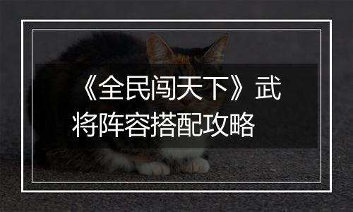 《全民闯天下》武将阵容搭配攻略