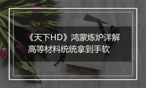 《天下HD》鸿蒙炼炉详解 高等材料统统拿到手软