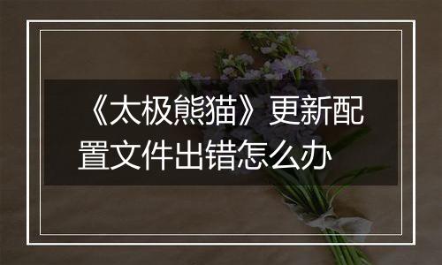 《太极熊猫》更新配置文件出错怎么办