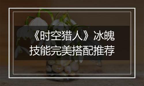 《时空猎人》冰魄技能完美搭配推荐