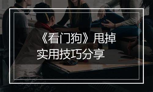 《看门狗》甩掉实用技巧分享