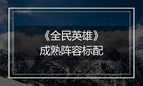 《全民英雄》成熟阵容标配