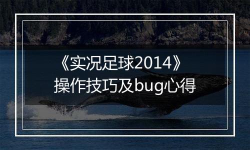 《实况足球2014》操作技巧及bug心得
