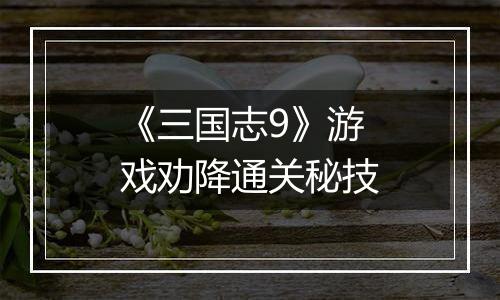 《三国志9》游戏劝降通关秘技