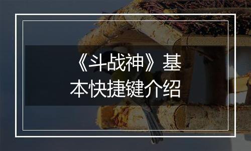 《斗战神》基本快捷键介绍