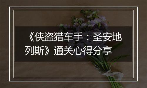 《侠盗猎车手：圣安地列斯》通关心得分享
