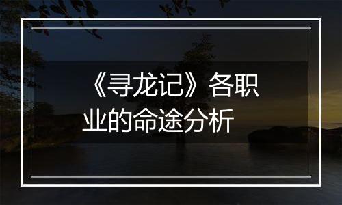 《寻龙记》各职业的命途分析