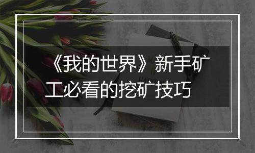 《我的世界》新手矿工必看的挖矿技巧